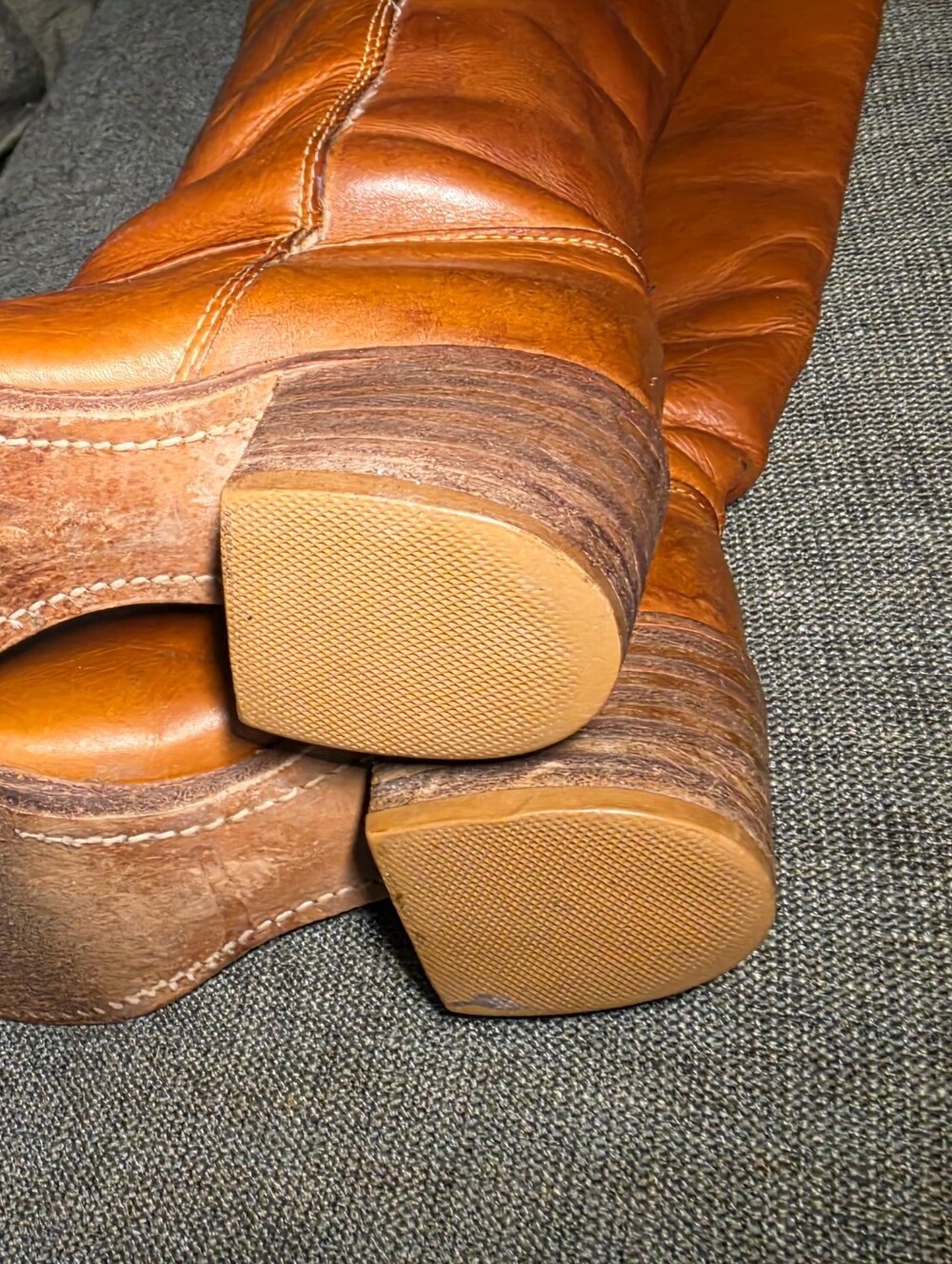 Vintage 70s ACME Leather Winter Campus Boots Sherpa Lined USA Made 7.5 - Picture 9 of 14